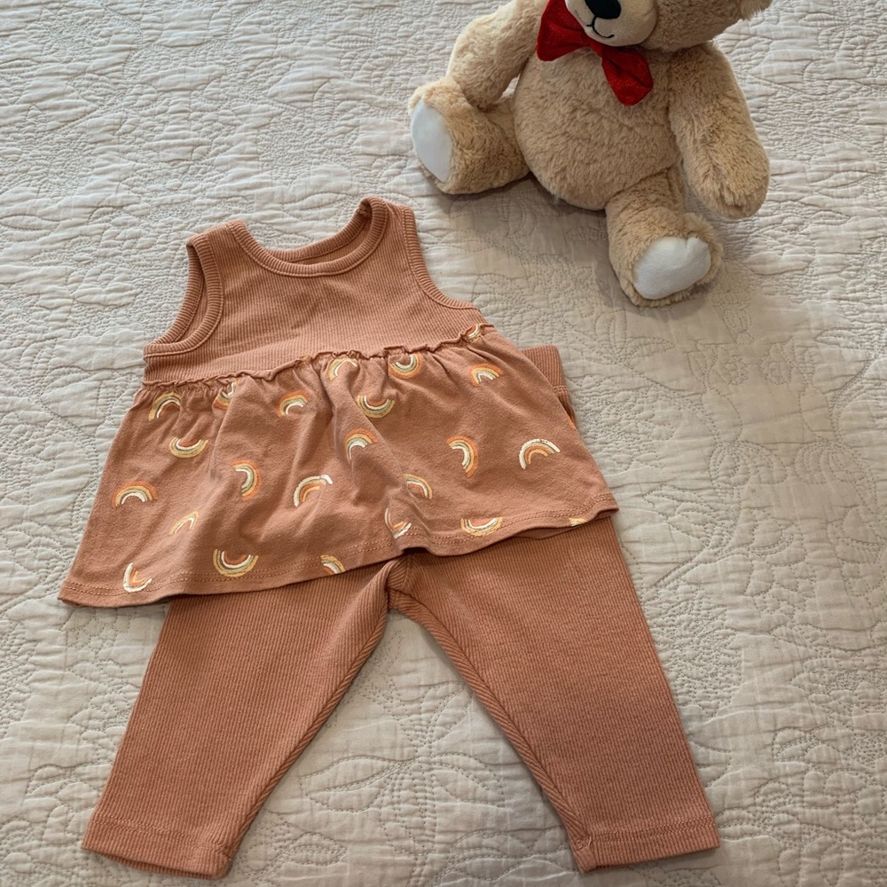 Baby girl Grayson Mini rainbow tank and pants set.